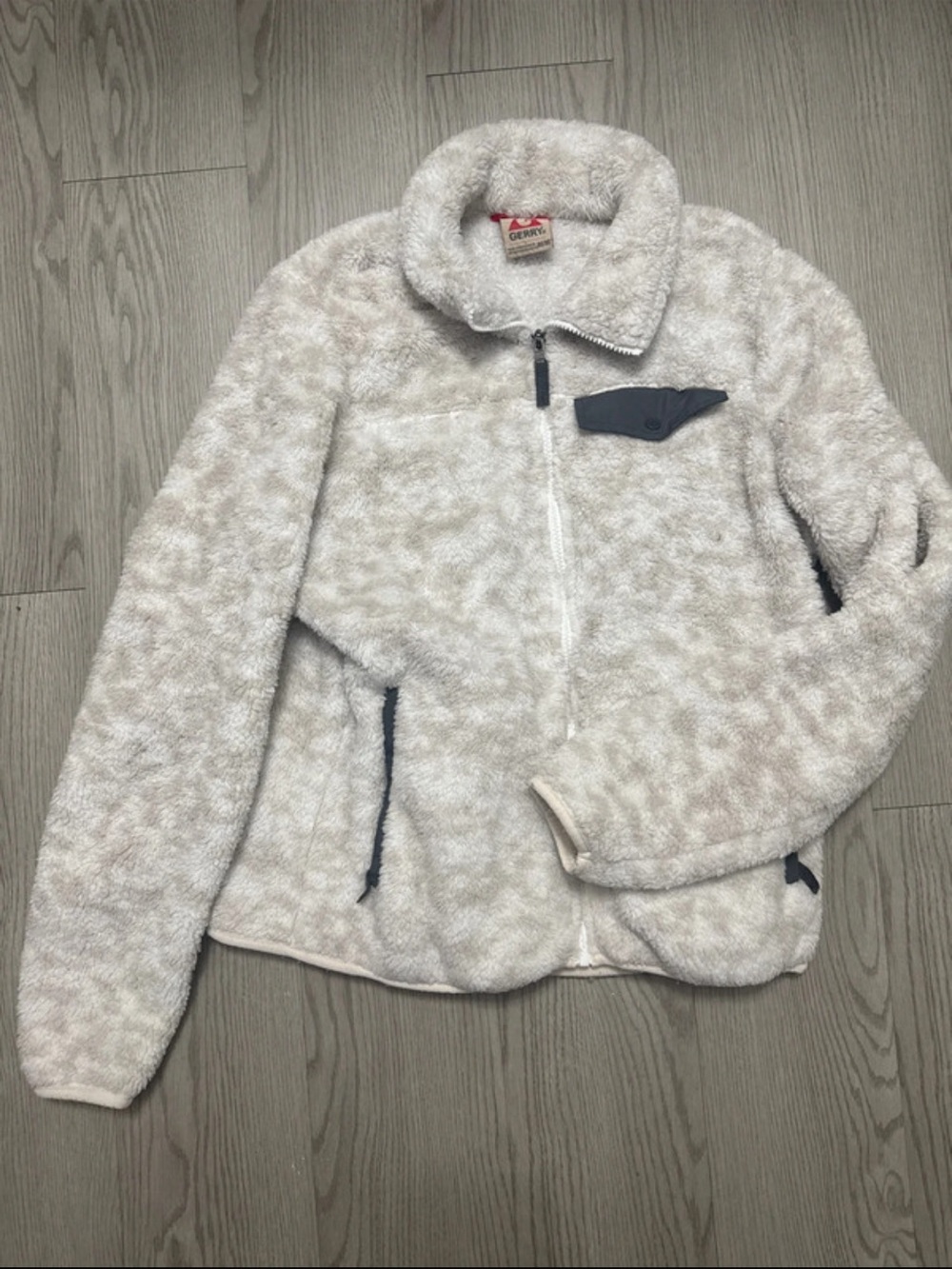 Gerry Weber Light Cream Teddy Sherpa Jacket with Dark Trim